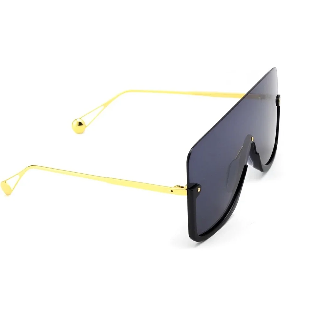 Sunglasses Women Gold Tone Metal Frame UV400 Dark Lenses One piece Driving Gafas - Picture 8 of 10